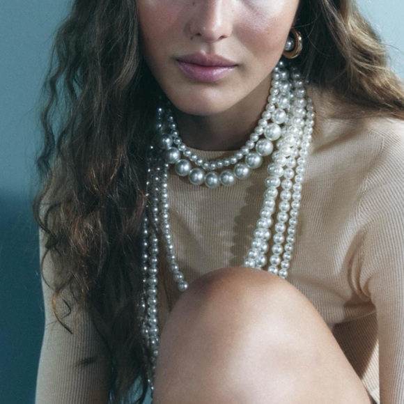 Zara Multi Strand Faux Pearl Necklace - Picture 1 of 6
